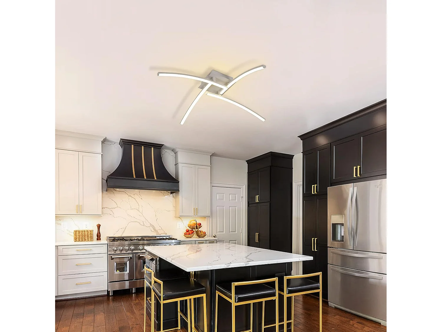 Plafonnier LED Moderne, 4 lumières Luminaire Plafonnier 24W 2000LM LED Lampe Plafond, Lumière Blanche Neutre 4000K Encastrés Plafond pour Salon