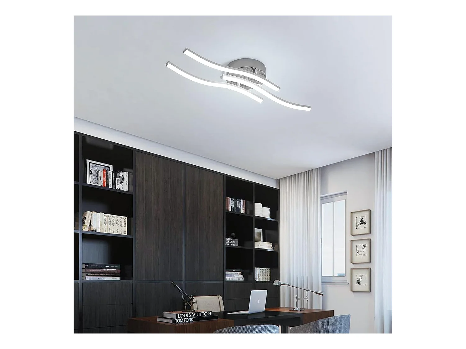 Plafonnier LED,Suspension Luminaire en forme de vague,LED intégrées 18W 1600 Lumen,lustre moderne pour salon,220V IP20 lumière Blanc Froid 6500K