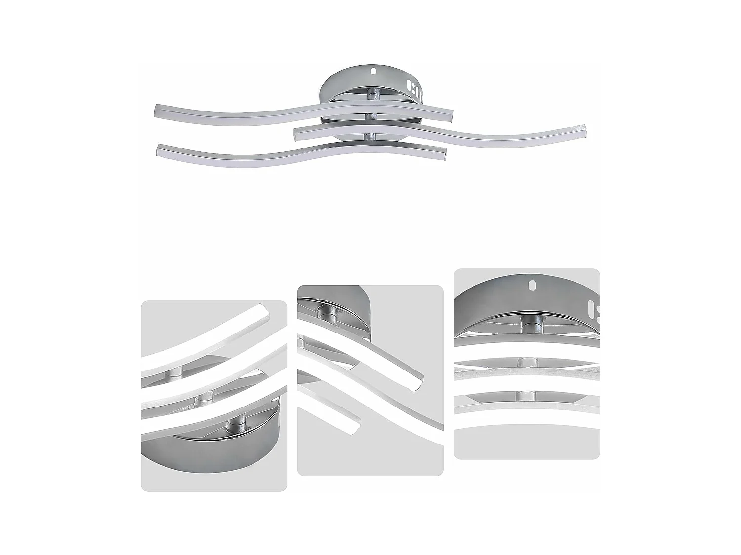 Plafonnier LED,Suspension Luminaire en forme de vague,LED intégrées 18W 1600 Lumen,lustre moderne pour salon,220V IP20 lumière Blanc Froid 6500K