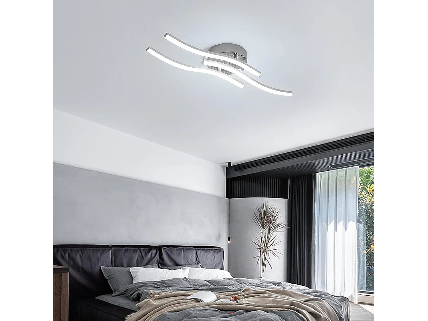 Plafonnier LED,Suspension Luminaire en forme de vague,LED intégrées 18W 1600 Lumen,lustre moderne pour salon,220V IP20 lumière Blanc Froid 6500K