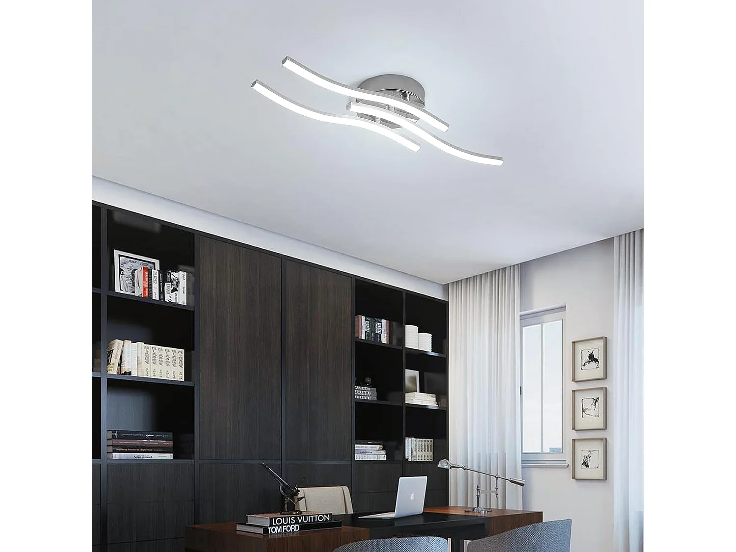 Plafonnier LED,Suspension Luminaire en forme de vague,LED intégrées 18W 1600 Lumen,lustre moderne pour salon,220V IP20 lumière Blanc Froid 6500K