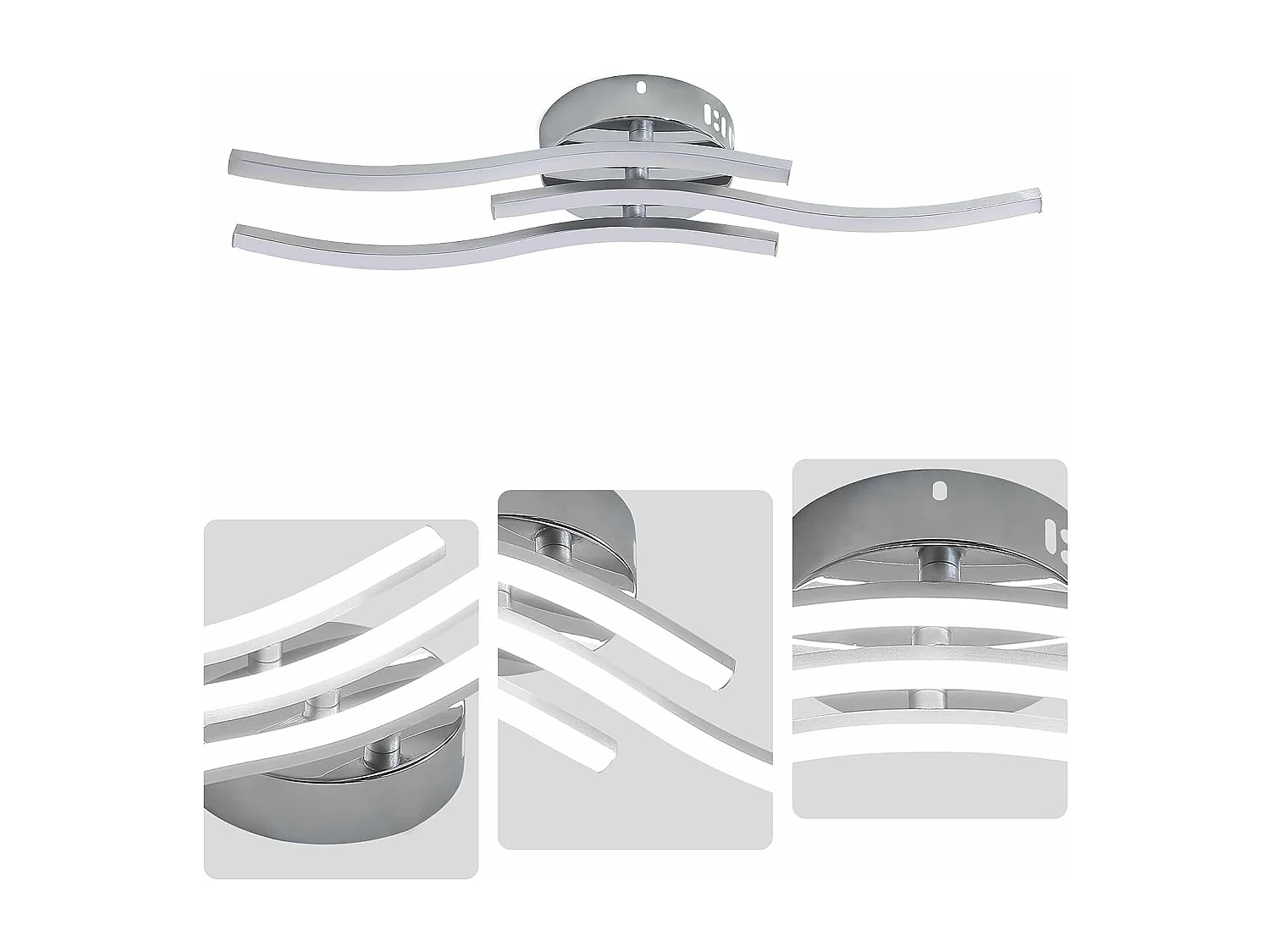 Plafonnier LED,Suspension Luminaire en forme de vague,LED intégrées 18W 1600 Lumen,lustre moderne pour salon,220V IP20 lumière Blanc Froid 6500K