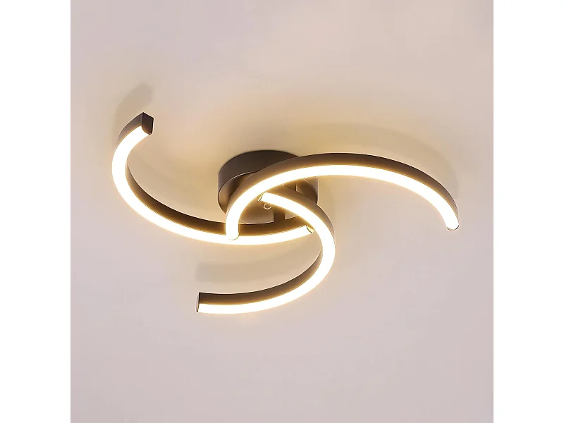 Luminaire Plafonnier LED Moderne,Plafonnier 24W 52cm,Lampe de Plafond Noir Design Courbé Lumière Chaude 3000K pour Salon,Couloir et Chambre à Coucher