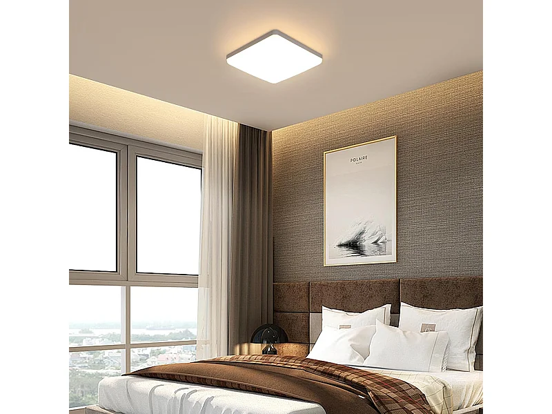Plafonnier LED,36W LED Panel Carré Lampes de Plafond Moderne,Luminaire Plafonnier Acrylique pour Salle de Bain,Balcon,Garage,3000K Lumière Chaude
