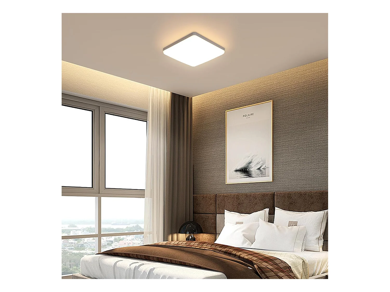 Plafonnier LED,36W LED Panel Carré Lampes de Plafond Moderne,Luminaire Plafonnier Acrylique pour Salle de Bain,Balcon,Garage,3000K Lumière Chaude