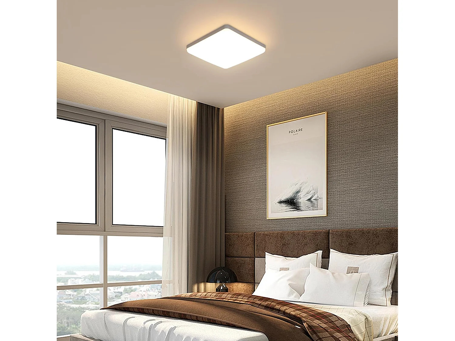 Plafonnier LED,36W LED Panel Carré Lampes de Plafond Moderne,Luminaire Plafonnier Acrylique pour Salle de Bain,Balcon,Garage,3000K Lumière Chaude