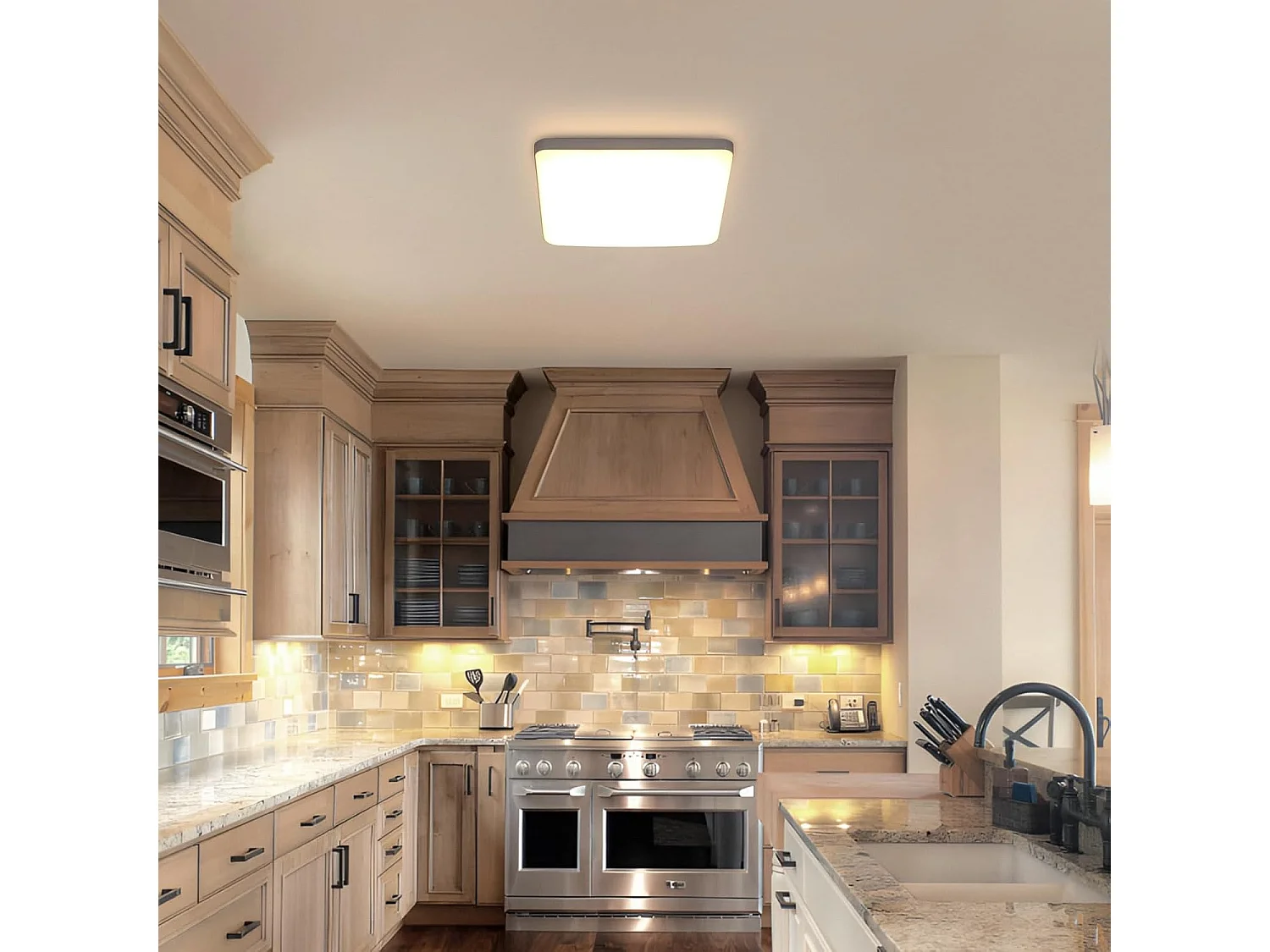 Plafonnier LED,36W LED Panel Carré Lampes de Plafond Moderne,Luminaire Plafonnier Acrylique pour Salle de Bain,Balcon,Garage,3000K Lumière Chaude