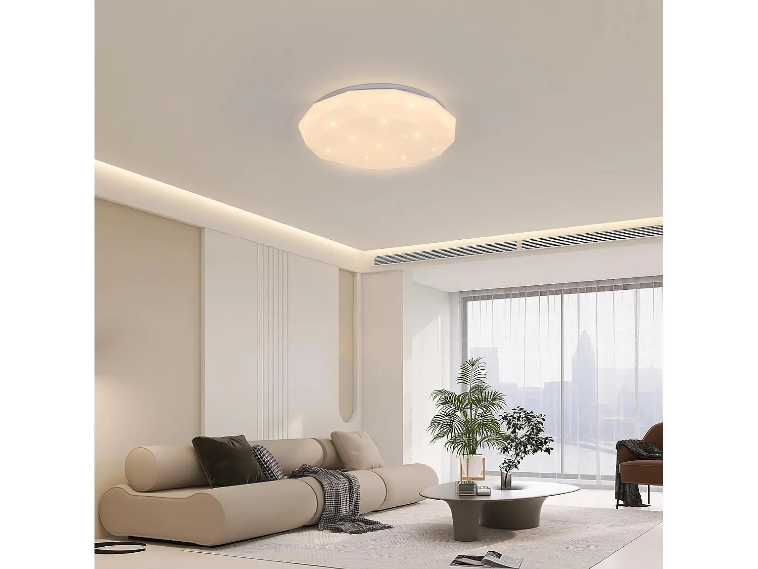 Lampe de Plafond,24W Luminaire Plafonnier Étoile LED Lumiere Chaude 3000K,Lustre LED Plafonnier Moderne Diamant pour Chambre Enfant Cuisine Couloir
