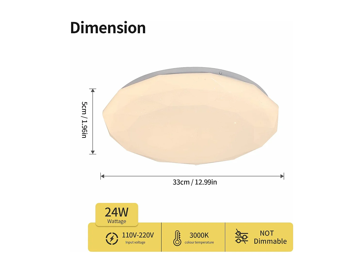 Lampe de Plafond,24W Luminaire Plafonnier Étoile LED Lumiere Chaude 3000K,Lustre LED Plafonnier Moderne Diamant pour Chambre Enfant Cuisine Couloir