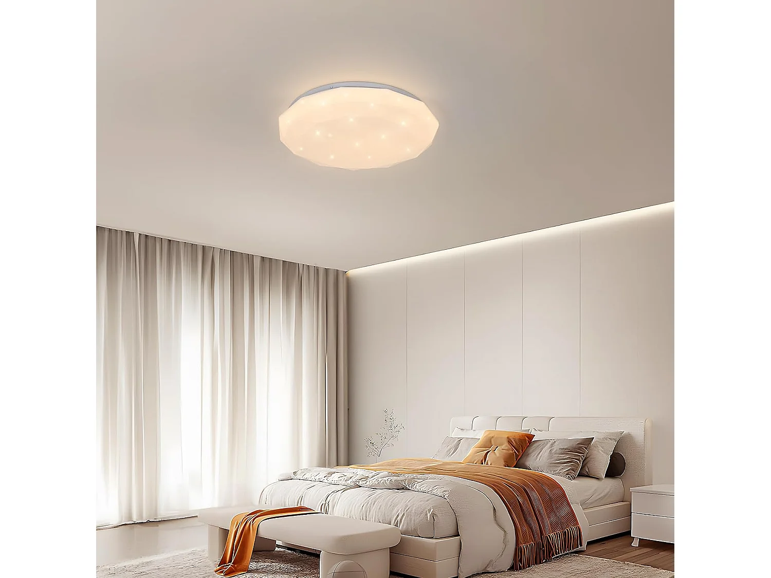 Lampe de Plafond,24W Luminaire Plafonnier Étoile LED Lumiere Chaude 3000K,Lustre LED Plafonnier Moderne Diamant pour Chambre Enfant Cuisine Couloir