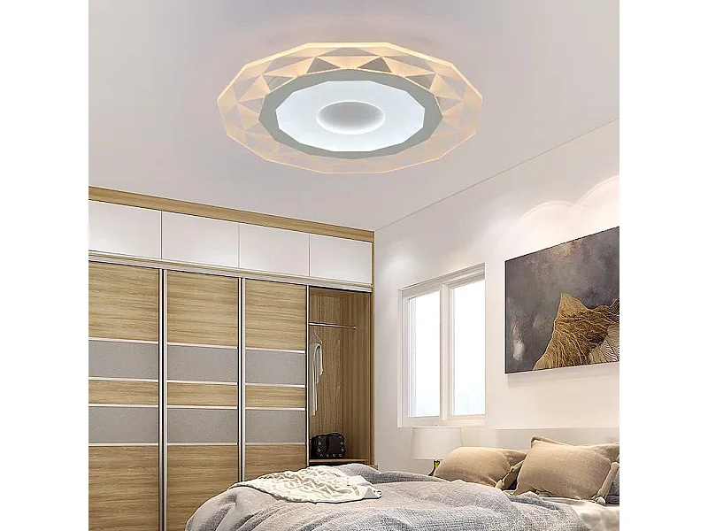 Plafonnier LED 14W Design Géométrique Lampe de Plafond 3000K Blanc Chaud Moderne Luminaire Plafonnier Rond Mince pour Chambre Bureau,Diamètre 40CM