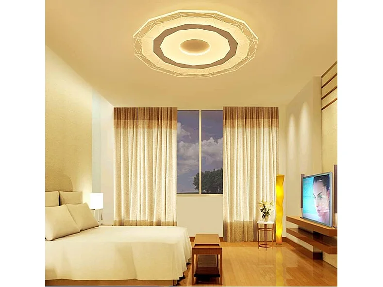 Plafonnier LED 14W Design Géométrique Lampe de Plafond 3000K Blanc Chaud Moderne Luminaire Plafonnier Rond Mince pour Chambre Bureau,Diamètre 40CM