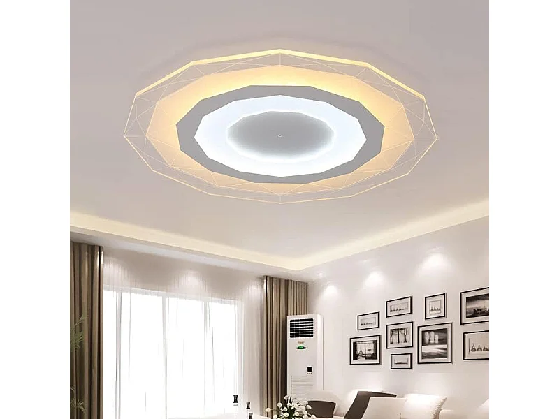 Plafonnier LED 14W Design Géométrique Lampe de Plafond 3000K Blanc Chaud Moderne Luminaire Plafonnier Rond Mince pour Chambre Bureau,Diamètre 40CM
