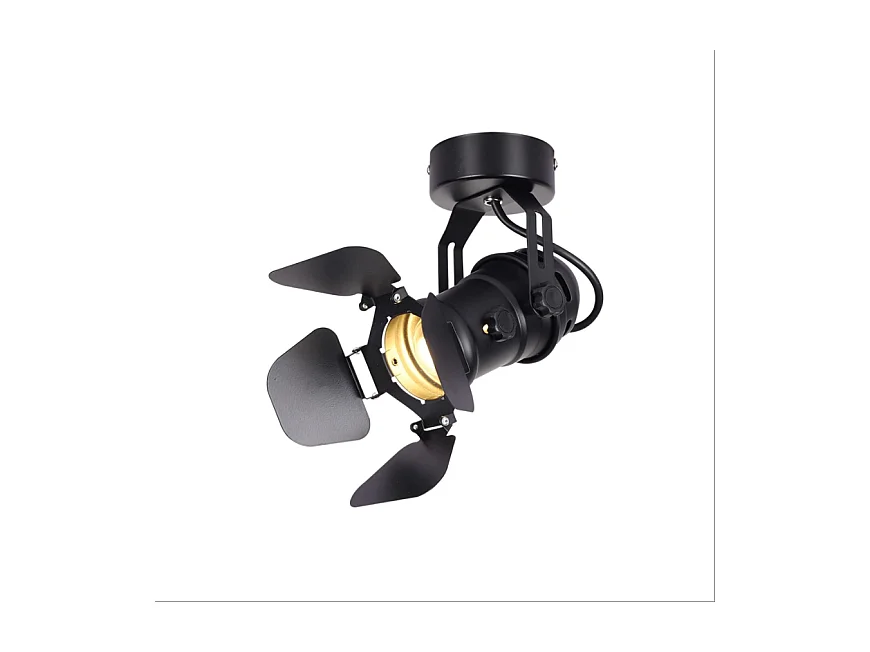 Plafonnier 1 spot LED, Plafonnier Industriel E27 spots de plafond orientables, Lampe Suspension Rétro Noir en Métal pour cuisine salon chambre (avec ampoule)
