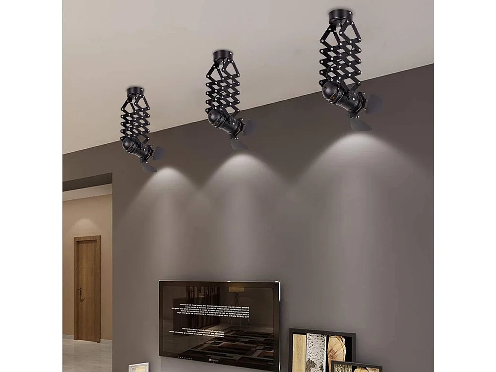 Plafonnier 1 spot LED, Plafonnier Industriel E27 spots de plafond orientables, Lampe Suspension Rétro Noir en Métal pour cuisine salon chambre (avec ampoule)