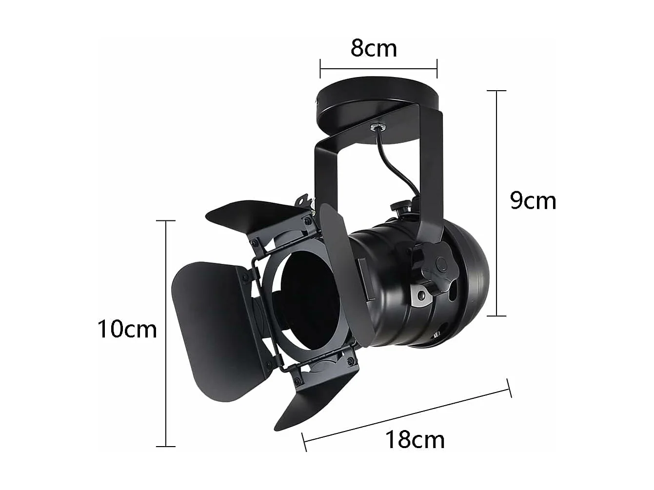 Plafonnier 1 spot LED, Plafonnier Industriel E27 spots de plafond orientables, Lampe Suspension Rétro Noir en Métal pour cuisine salon chambre (avec ampoule)