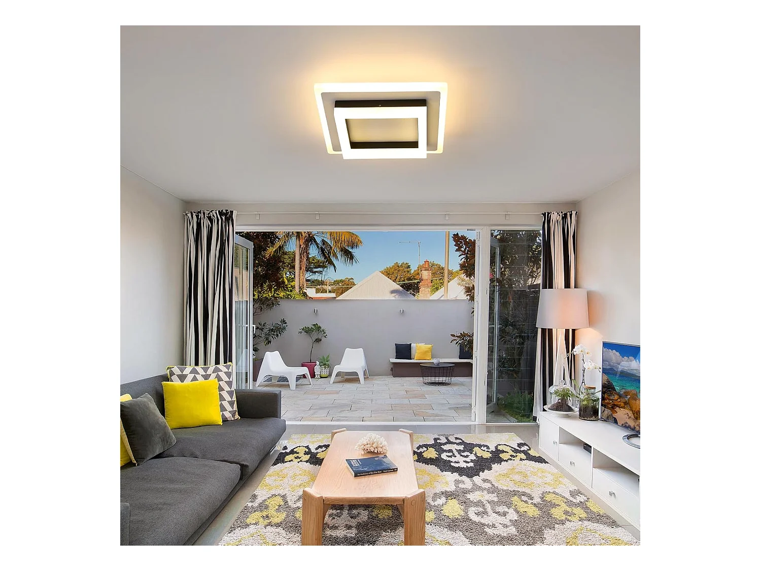 Plafonnier LED Moderne,24W 2350LM Lampe de Plafond Carré Mode en Acrylique,Plafonnier LED Murale Interieur pour Couloir Balcon Hôtel,Blanc Chaud 3000K