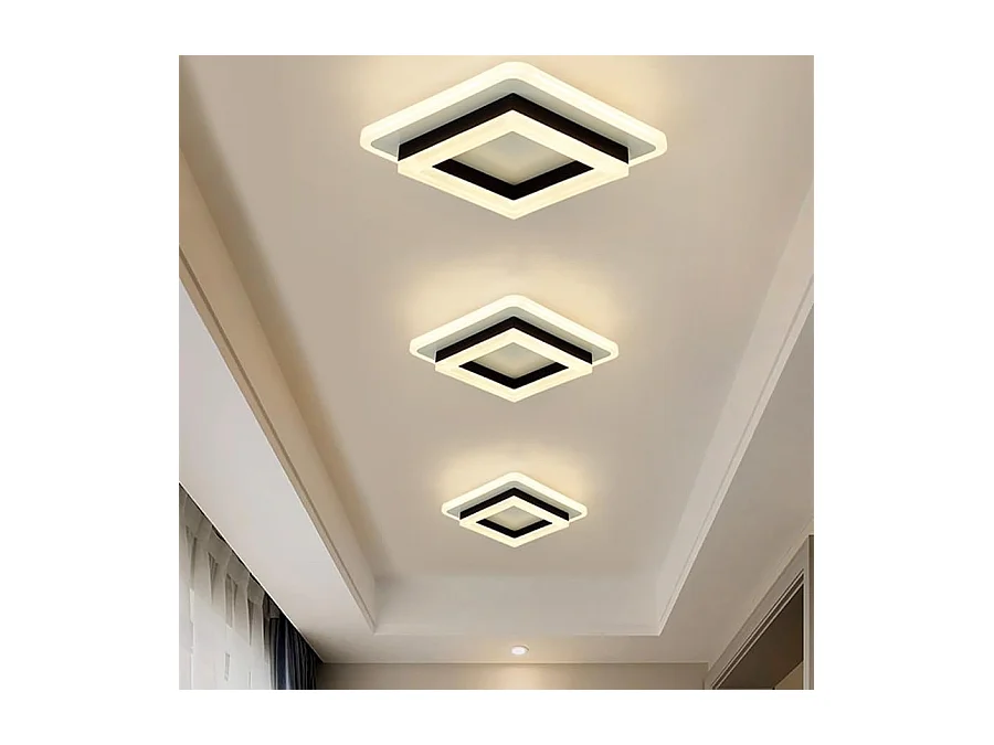 Plafonnier LED Moderne,24W 2350LM Lampe de Plafond Carré Mode en Acrylique,Plafonnier LED Murale Interieur pour Couloir Balcon Hôtel,Blanc Chaud 3000K