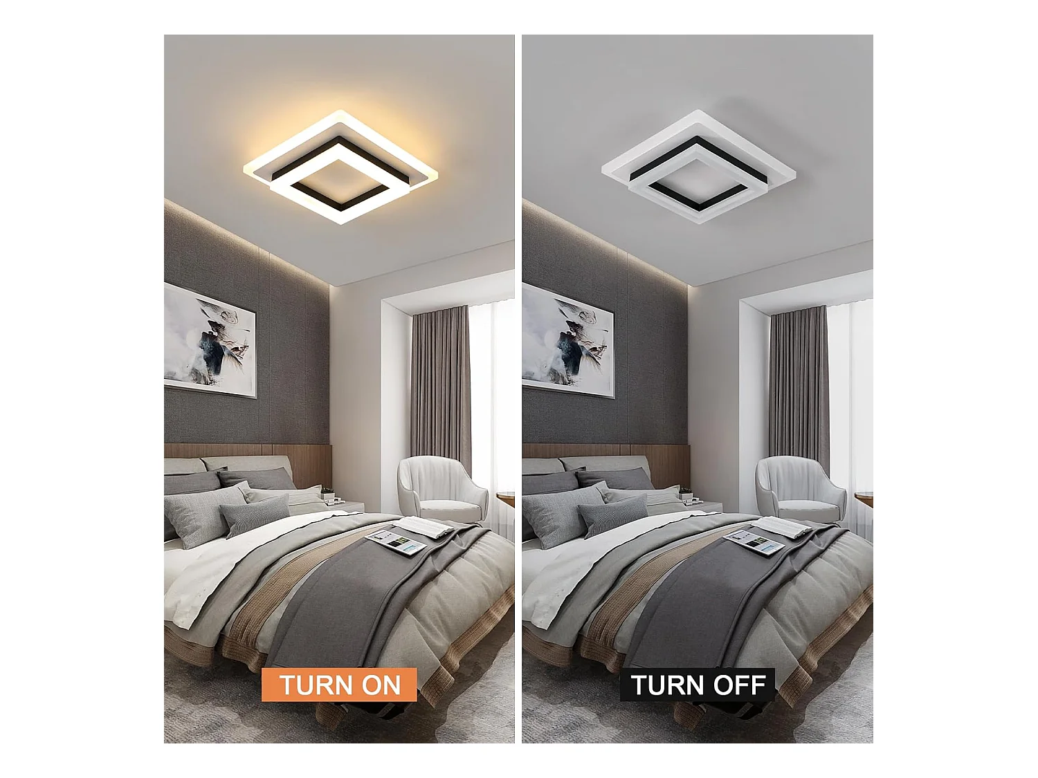 Plafonnier LED Moderne,24W 2350LM Lampe de Plafond Carré Mode en Acrylique,Plafonnier LED Murale Interieur pour Couloir Balcon Hôtel,Blanc Chaud 3000K