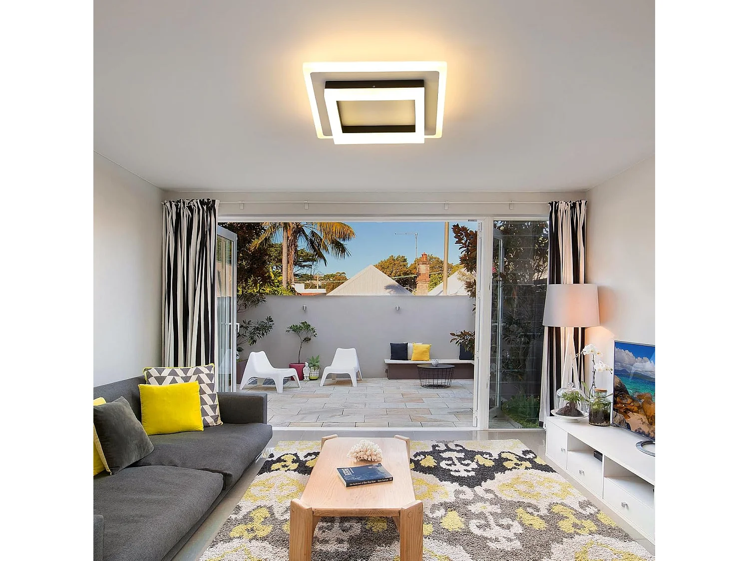 Plafonnier LED Moderne,24W 2350LM Lampe de Plafond Carré Mode en Acrylique,Plafonnier LED Murale Interieur pour Couloir Balcon Hôtel,Blanc Chaud 3000K