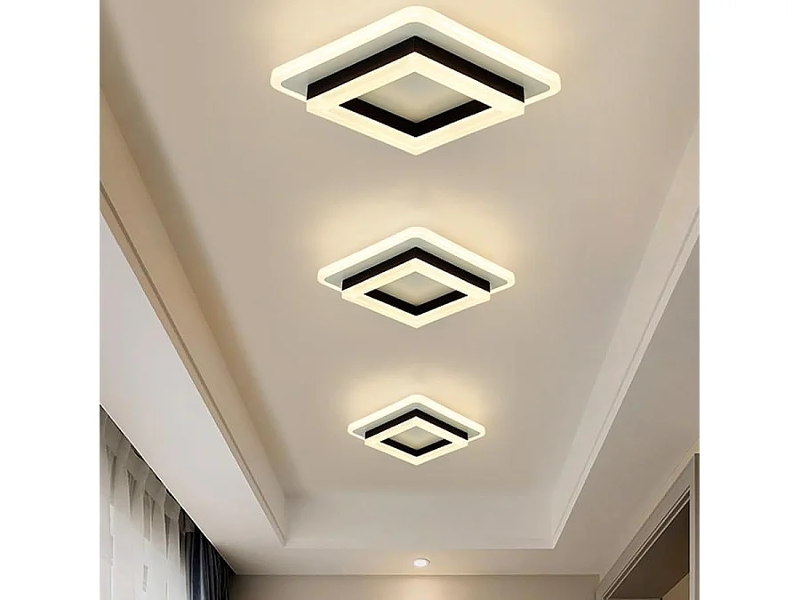 Plafonnier LED Moderne,24W 2350LM Lampe de Plafond Carré Mode en Acrylique,Plafonnier LED Murale Interieur pour Couloir Balcon Hôtel,Blanc Chaud 3000K