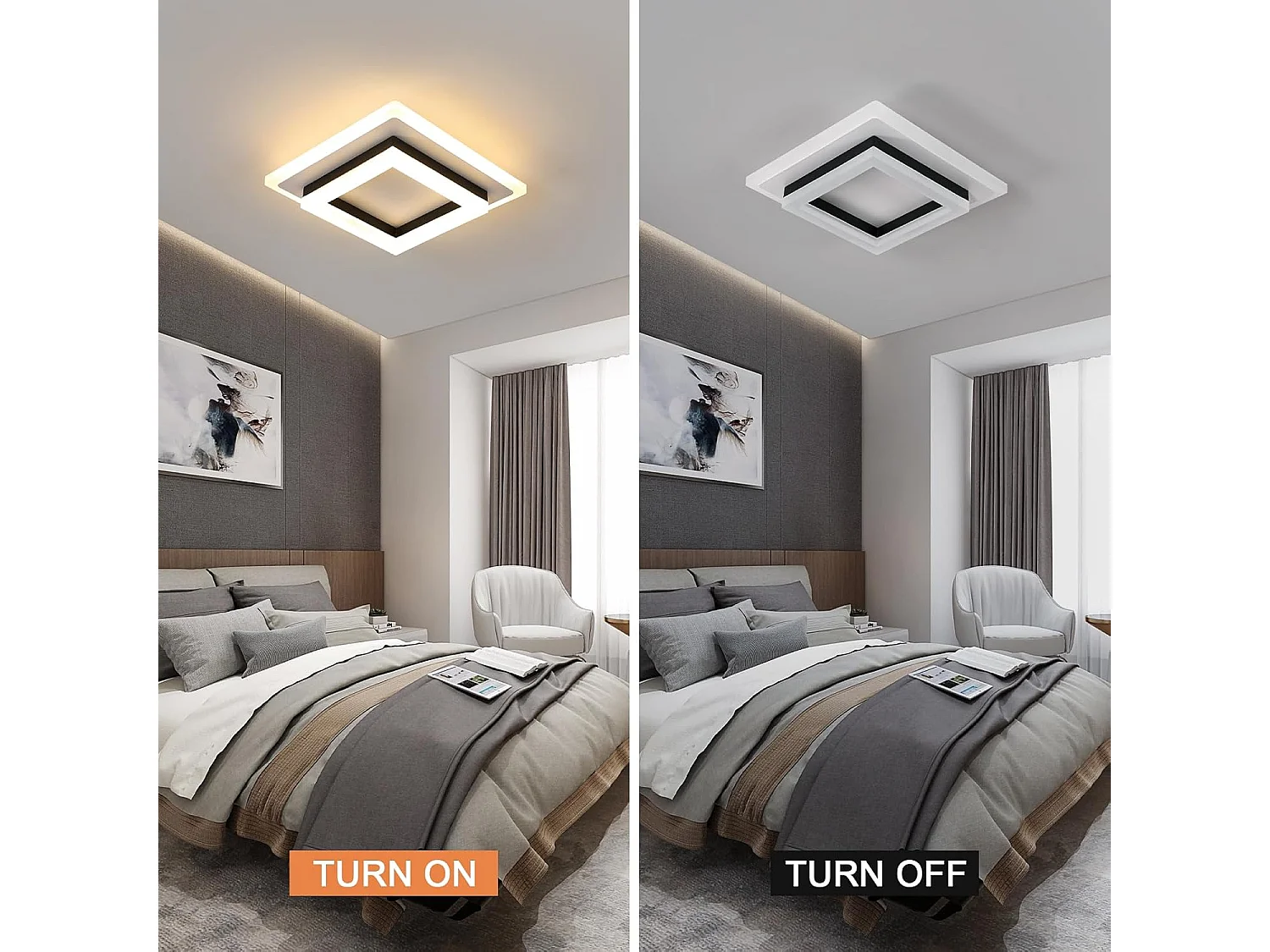 Plafonnier LED Moderne,24W 2350LM Lampe de Plafond Carré Mode en Acrylique,Plafonnier LED Murale Interieur pour Couloir Balcon Hôtel,Blanc Chaud 3000K