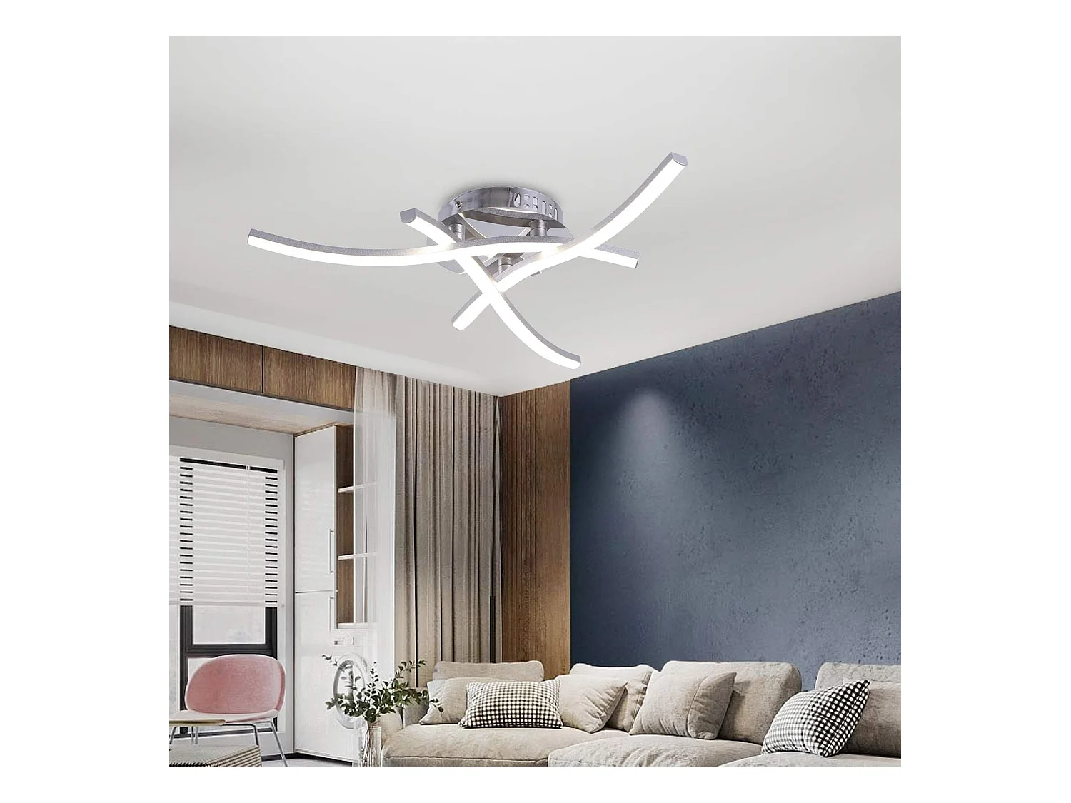 luminaire plafonnier en forme de vague,Plafonnier LED,lumière blanche neutre 4000K, LED intégrées 18W 1600Lm,lustre moderne pour le restaurant