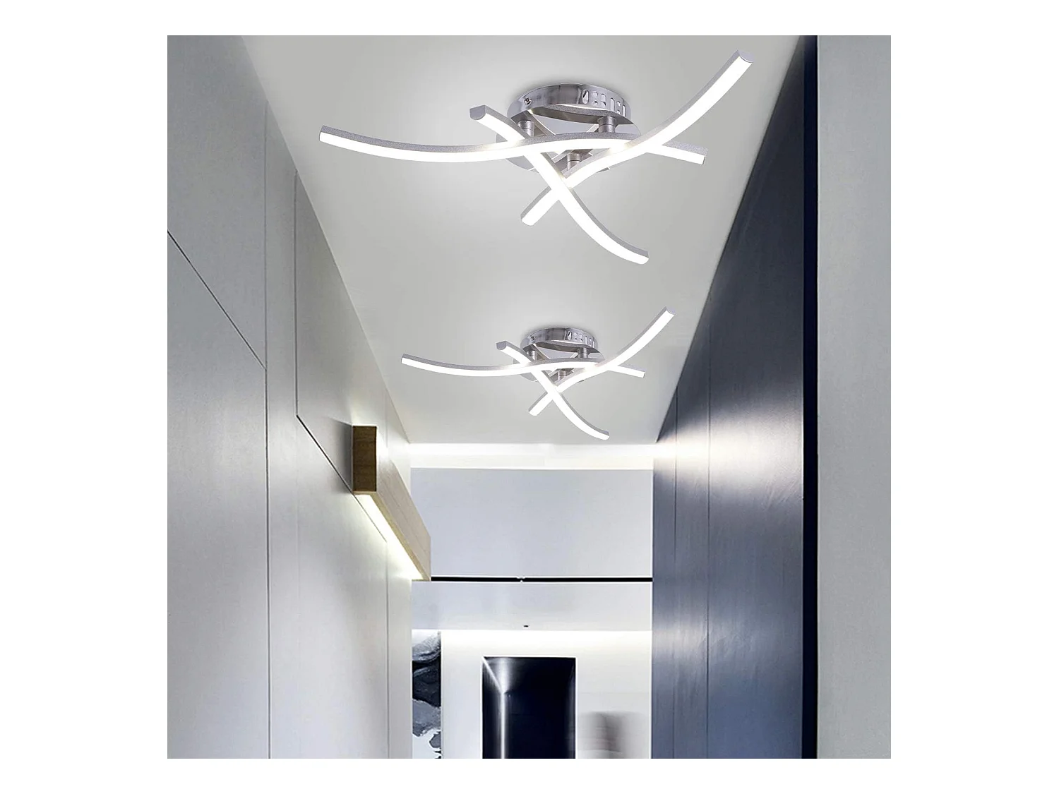 luminaire plafonnier en forme de vague,Plafonnier LED,lumière blanche neutre 4000K, LED intégrées 18W 1600Lm,lustre moderne pour le restaurant