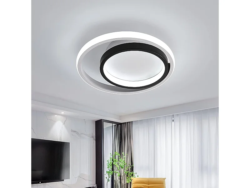 Plafonnier Led 33W 3300lm, Lampe de Plafond Rond Moderne, Luminaire Plafonnier 6000K Lumière Blanche Froide, pour Cuisine, Salon, Chambre, Salle à Manger