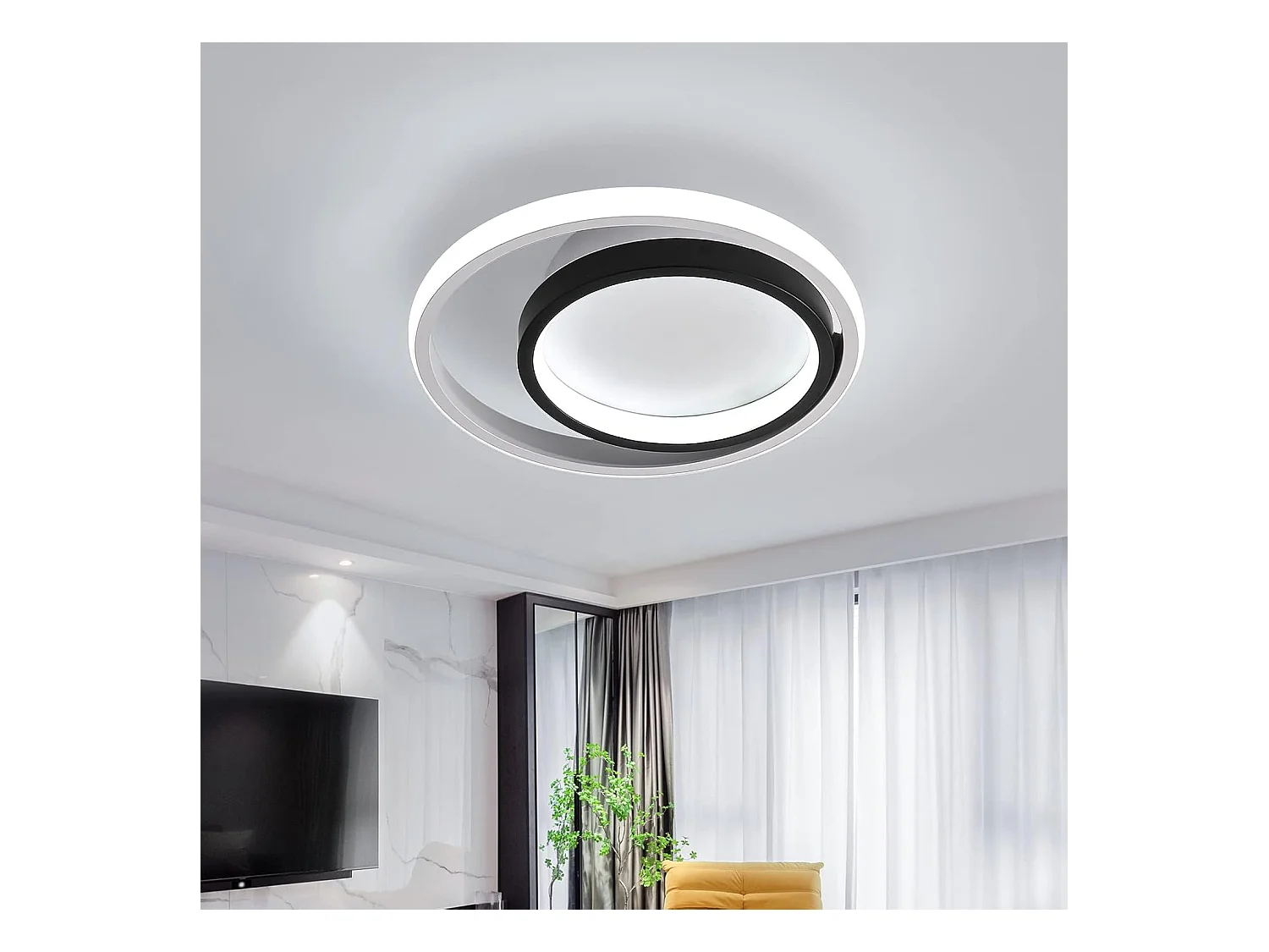 Plafonnier Led 33W 3300lm, Lampe de Plafond Rond Moderne, Luminaire Plafonnier 6000K Lumière Blanche Froide, pour Cuisine, Salon, Chambre, Salle à Manger