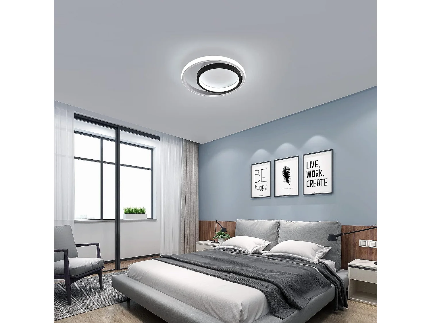 Plafonnier Led 33W 3300lm, Lampe de Plafond Rond Moderne, Luminaire Plafonnier 6000K Lumière Blanche Froide, pour Cuisine, Salon, Chambre, Salle à Manger