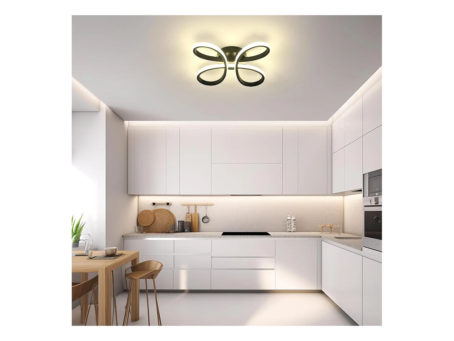 Plafonnier LED,30W 3500LM Luminaire Plafonnier LED Noir,Créatif Pétales Design Lampe de Plafond en Acrylique pour Salon Chambre,Lumière Neutre 4500K