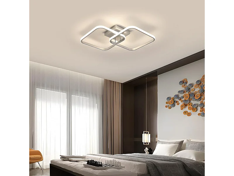 Plafonnier LED 42W 4725LM,Lampe de Plafond Carré Lumière Naturelle 4500K,Luminaire Plafonnier Acrylique pour Salon Chambre à Coucher Cuisine,59cm
