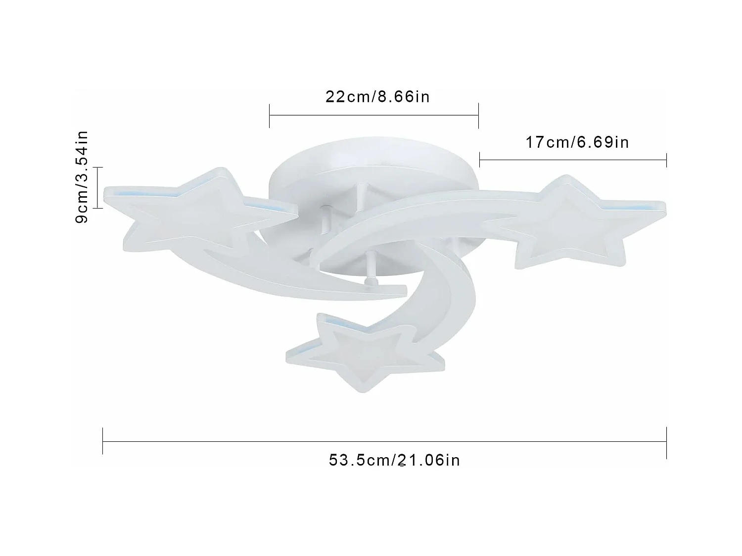 Plafonnier Led Dimmable Moderne Forme d'étoile Lampe de Plafond Dimmable 3000K/4500K/6500K Pour salon chambre à coucher salle à manger bureau Blanc