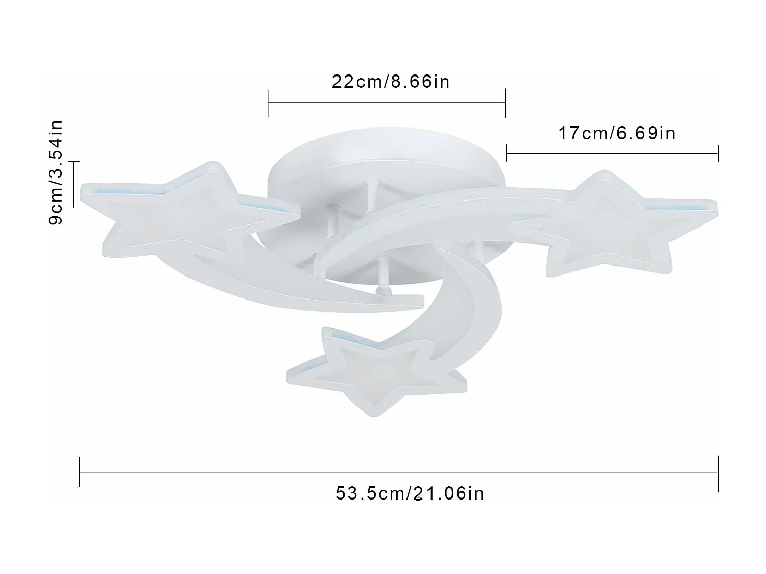 Plafonnier Led Dimmable Moderne Forme d'étoile Lampe de Plafond Dimmable 3000K/4500K/6500K Pour salon chambre à coucher salle à manger bureau Blanc