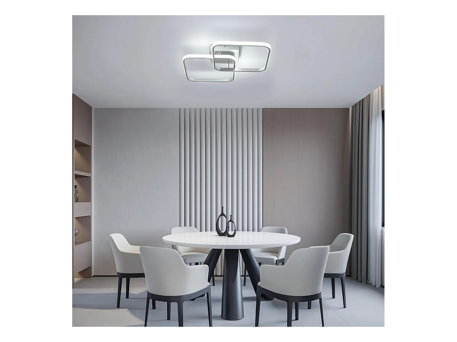 Plafonnier LED 42W 4725LM, Lampe de Plafond Carré 6500K Lumière Blanche Froide, Luminaire Plafonnier Acrylique pour Salon Chambre à Coucher,59cm