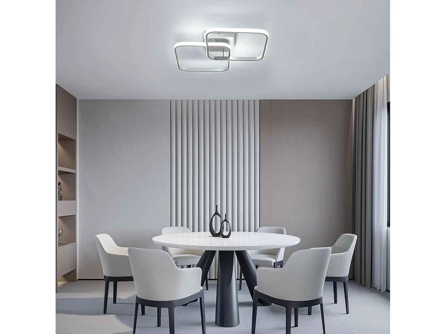 Plafonnier LED 42W 4725LM, Lampe de Plafond Carré 6500K Lumière Blanche Froide, Luminaire Plafonnier Acrylique pour Salon Chambre à Coucher,59cm