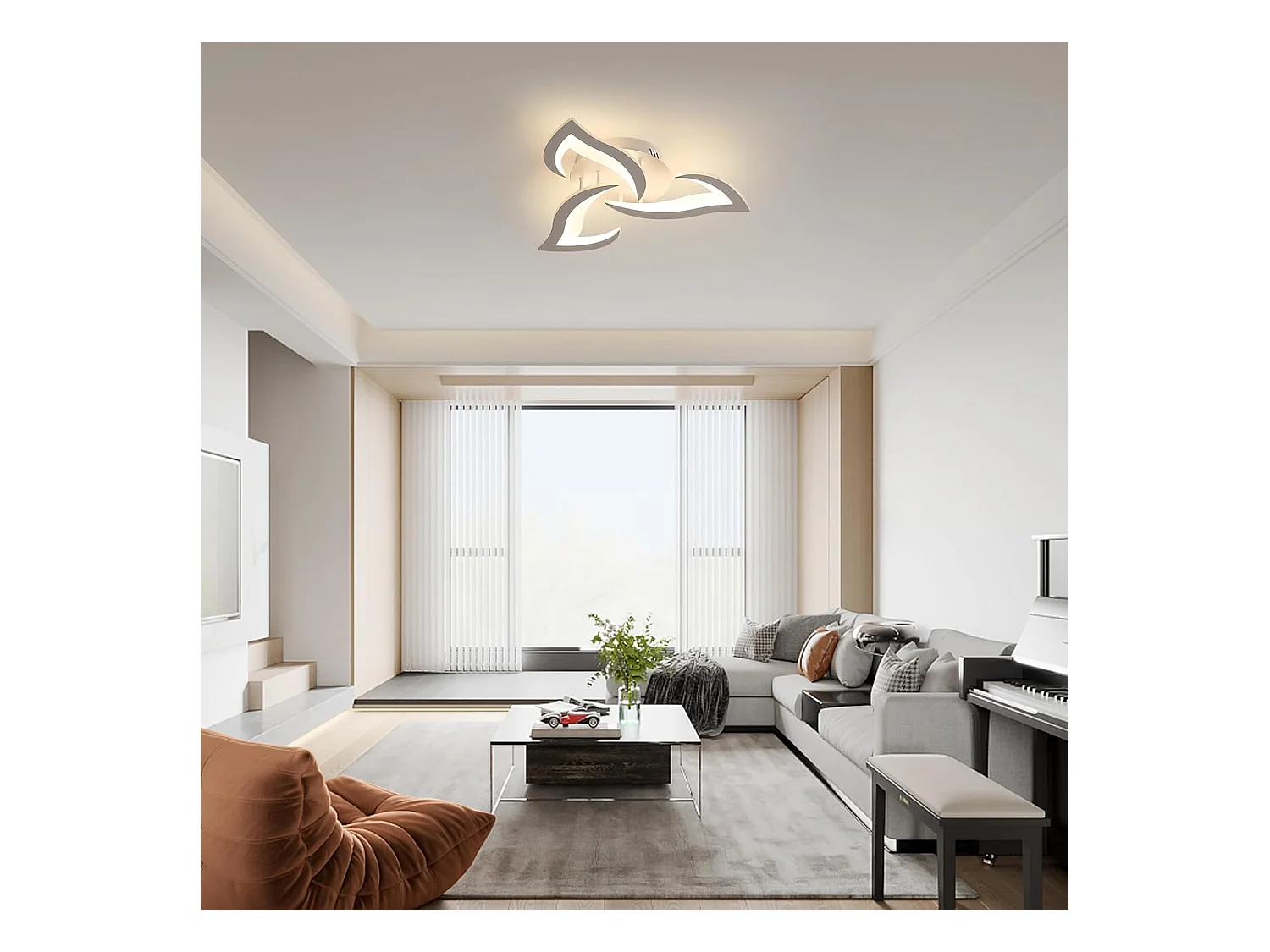 Plafonnier LED Dimmable Moderne 35W 3937LM Acrylique 3000K-6500K Télécommande  Luminaire Plafonnier pour Chambre Salon Dia 58cm (Blanc)