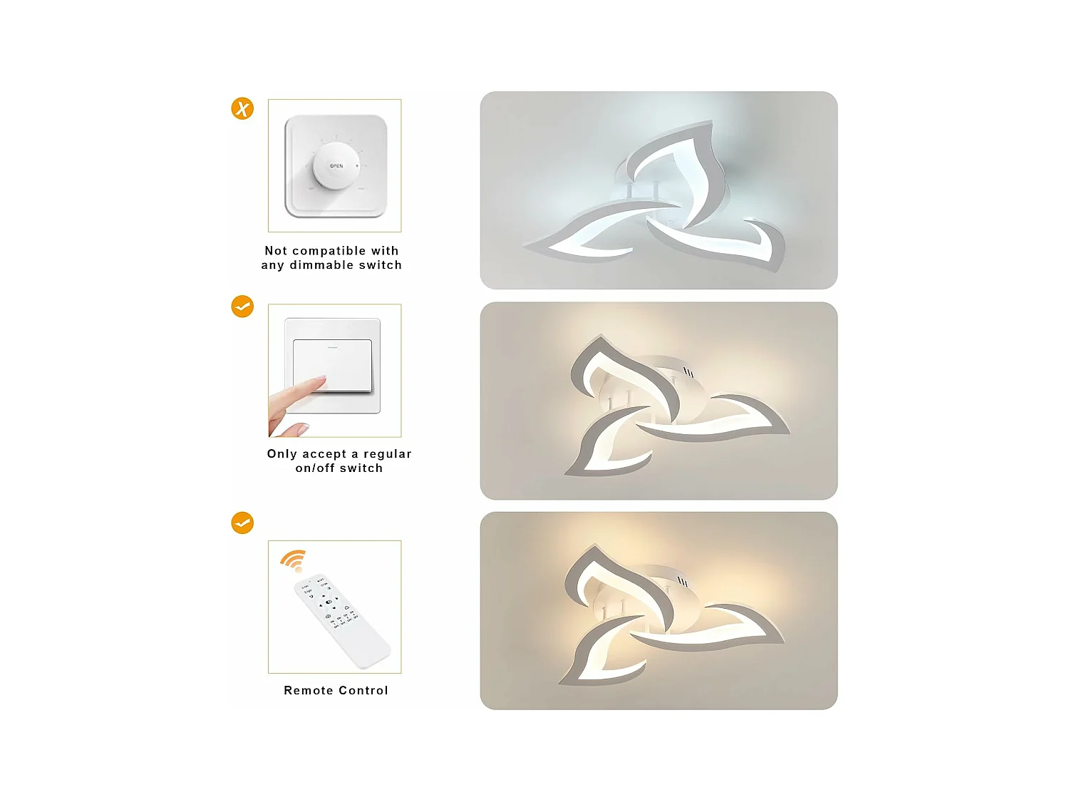 Plafonnier LED Dimmable Moderne 35W 3937LM Acrylique 3000K-6500K Télécommande  Luminaire Plafonnier pour Chambre Salon Dia 58cm (Blanc)