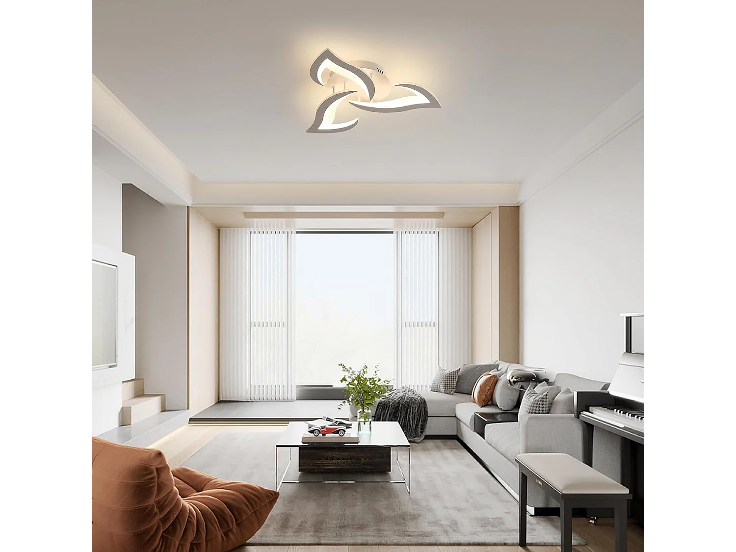 Plafonnier LED Dimmable Moderne 35W 3937LM Acrylique 3000K-6500K Télécommande  Luminaire Plafonnier pour Chambre Salon Dia 58cm (Blanc)