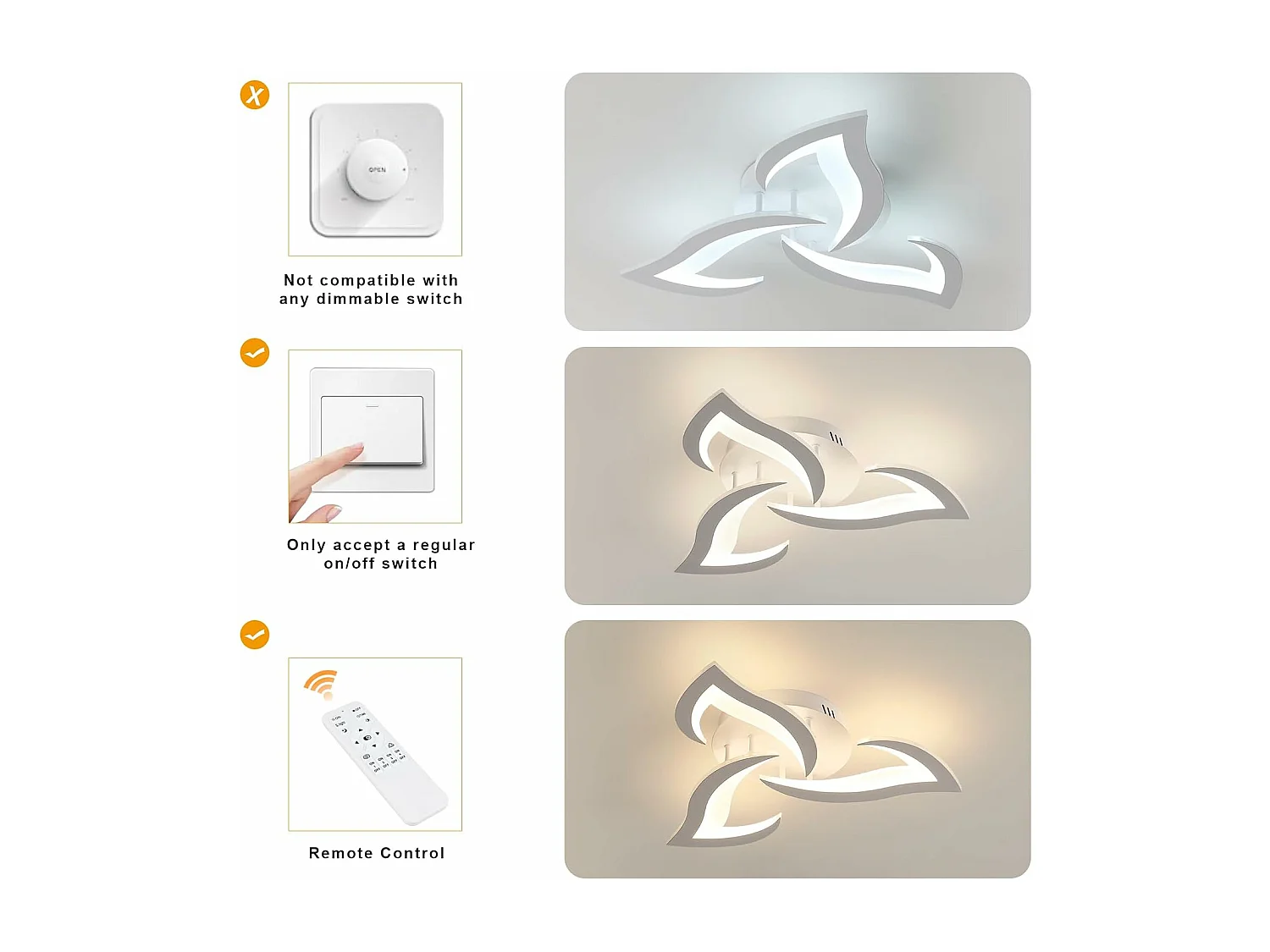 Plafonnier LED Dimmable Moderne 35W 3937LM Acrylique 3000K-6500K Télécommande  Luminaire Plafonnier pour Chambre Salon Dia 58cm (Blanc)