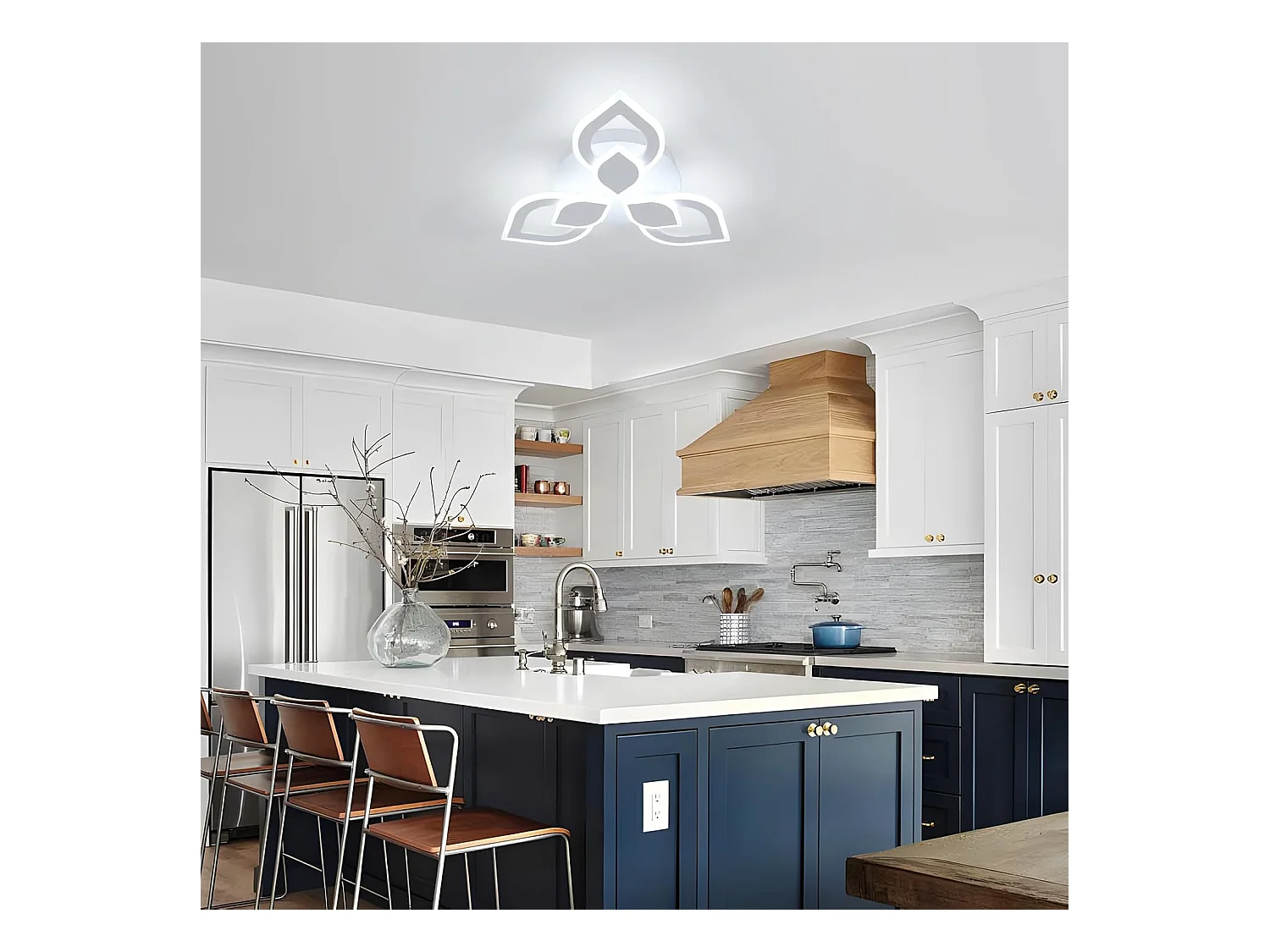 Plafonnier LED Moderne, 40W 4500LM Luminaire Plafonnier LED Créatif Pétales Design, Blanc Froid 6500K, Acrylique Lampe de Plafond LED Blanc,48CM