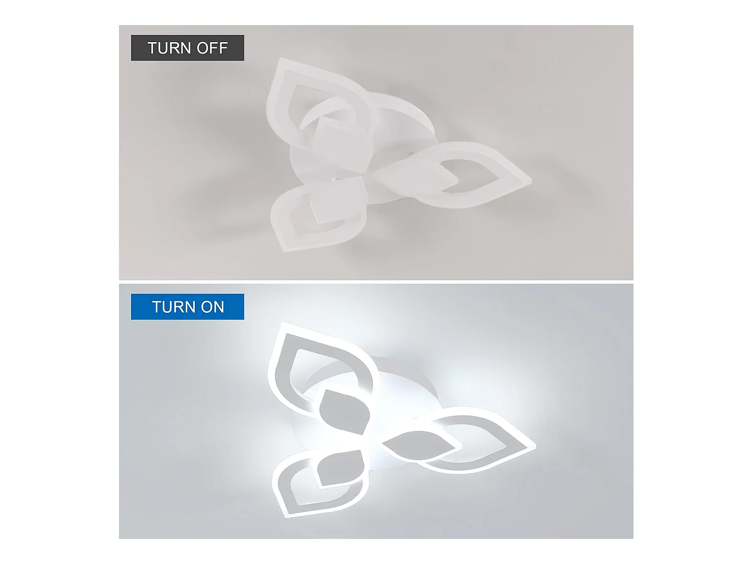 Plafonnier LED Moderne, 40W 4500LM Luminaire Plafonnier LED Créatif Pétales Design, Blanc Froid 6500K, Acrylique Lampe de Plafond LED Blanc,48CM