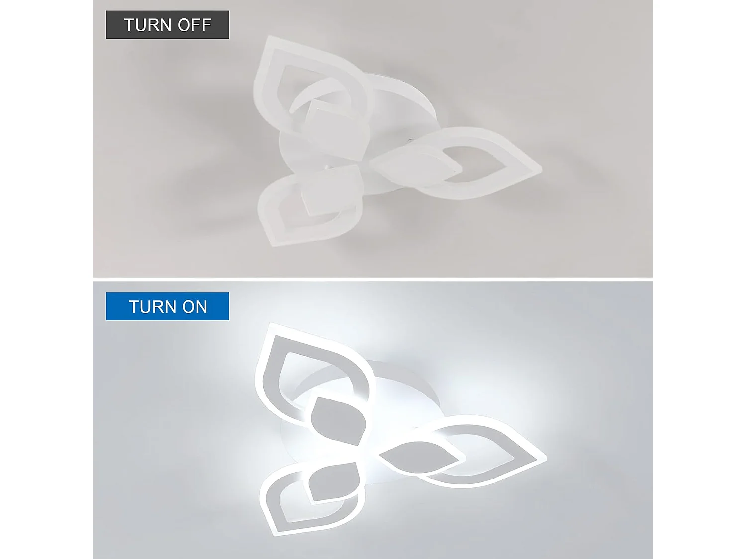 Plafonnier LED Moderne, 40W 4500LM Luminaire Plafonnier LED Créatif Pétales Design, Blanc Froid 6500K, Acrylique Lampe de Plafond LED Blanc,48CM