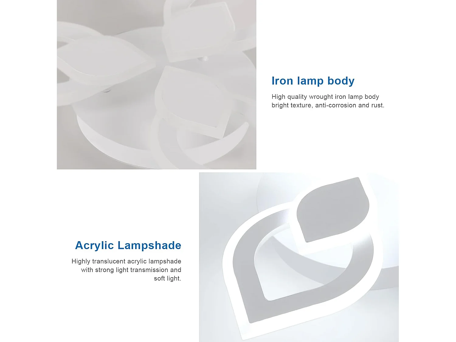 Plafonnier LED Moderne, 40W 4500LM Luminaire Plafonnier LED Créatif Pétales Design, Blanc Froid 6500K, Acrylique Lampe de Plafond LED Blanc,48CM