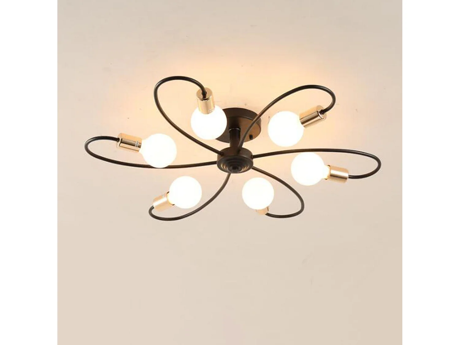 Luminaires de chambre à coucher 6 lumières moderne chandelier noir or lumière pendante luminaire de plafond du milieu du siècle luminaires