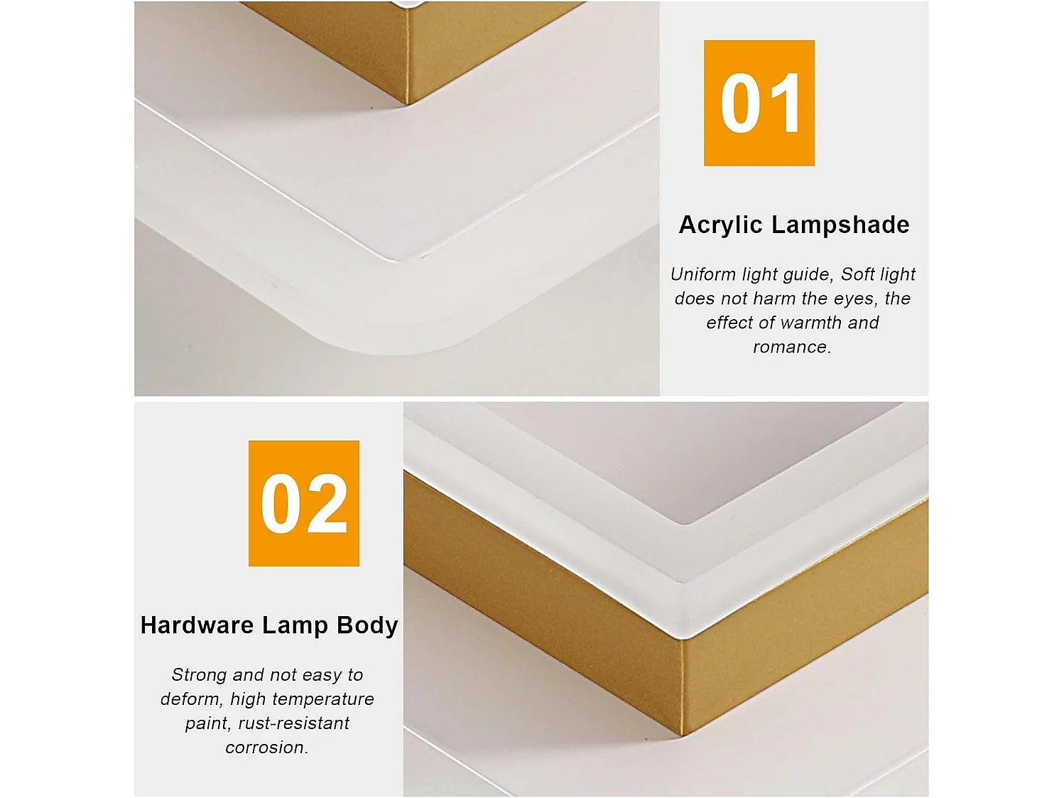 Plafonnier LED Moderne, 30 W 3600 LM Géométrique Design Luminaire Plafonnier Doré en Acrylique pour Chambre Cuisine Coucher Chambre Couloir, Blanc Chaud 3000K