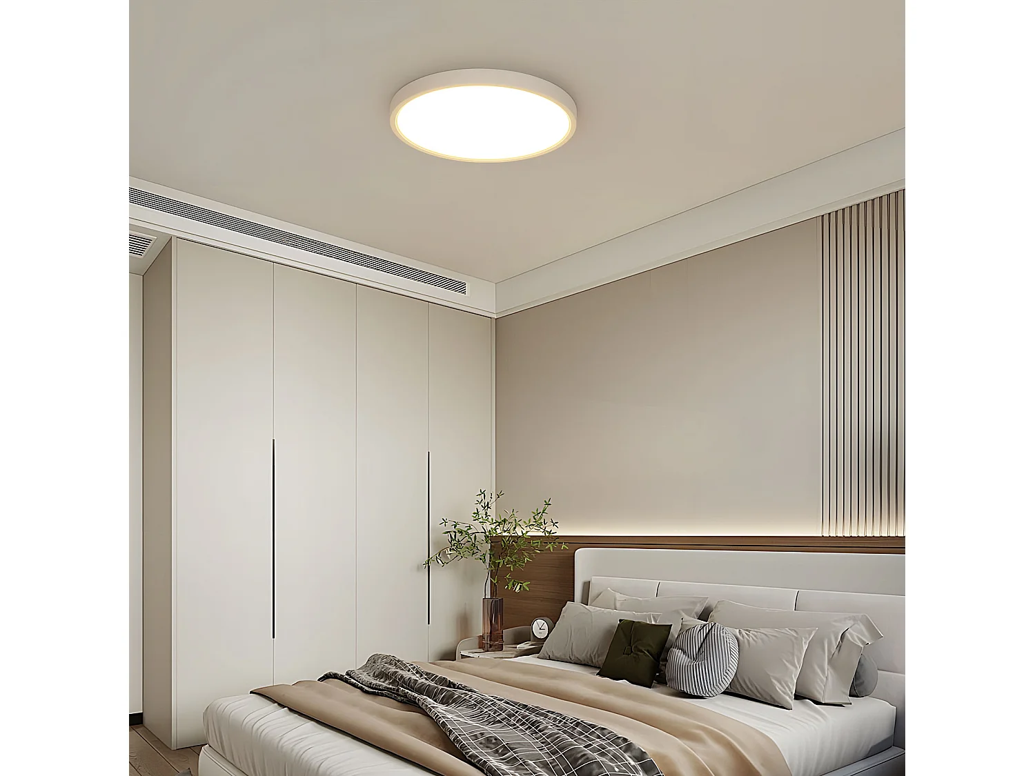 Plafonnier LED Ø30cm, 24W plat rond avec télécommande, IP44 étanche, 3000K/4500K/6500K lampes pour salon, chambre, salle de bain, lampe de cuisine, couloir