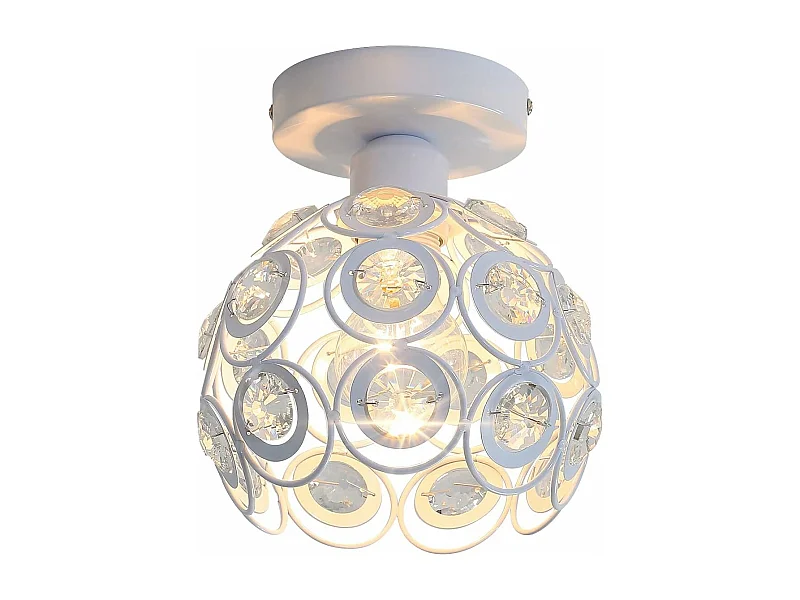 Plafonnier Moderne en Cristal Lustre Semi-encastré E27 Parfait pour l'Éclairage Intérieur Décoration de Salon Chambre Couloir （Blanc Ampoule Non Incluse)