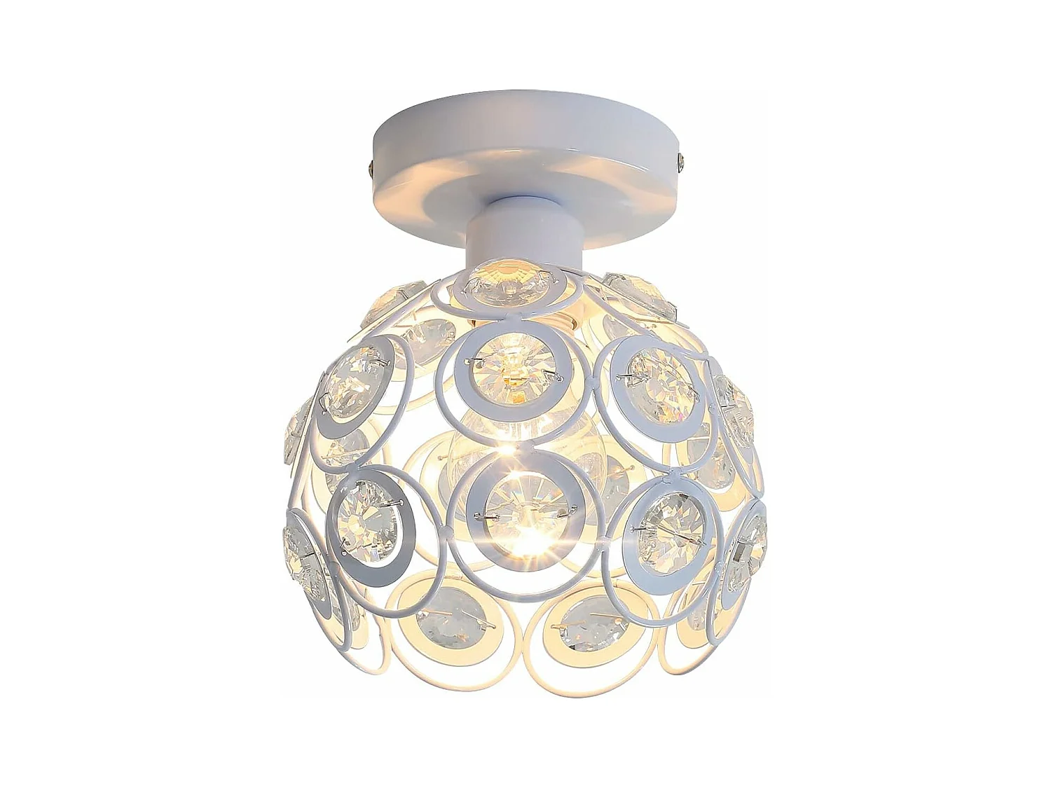 Plafonnier Moderne en Cristal Lustre Semi-encastré E27 Parfait pour l'Éclairage Intérieur Décoration de Salon Chambre Couloir （Blanc Ampoule Non Incluse)